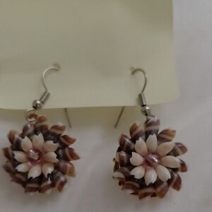 Chic Shell Brown and Cream Earrings